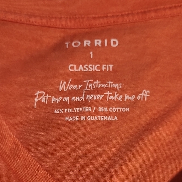 Torrid Women's Classic Fit Orange V-Neck Top - Picture 2 of 3